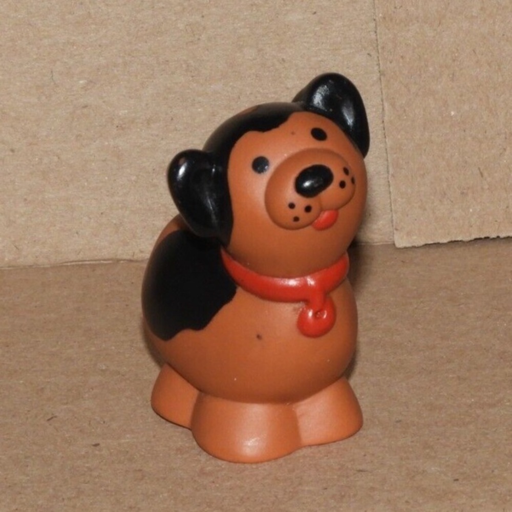Vintage 1990 Fisher Price Brown & Black Dog Animal Replacement Figure